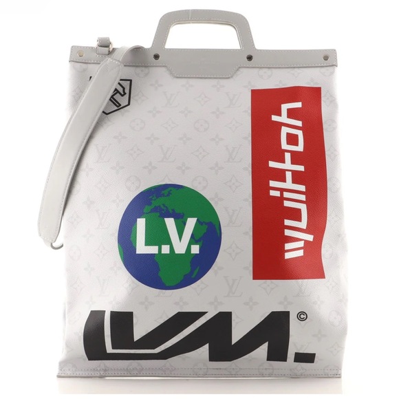 Louis Vuitton Chalk Flat Tote Bag Limited Edition Logo Story Monogram Canvas - Picture 1 of 13
